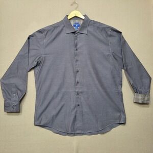 Egara Men's Blue Stripe Long Sleeve Non-Iron Button Up Flip Cuff Shirt Size 3XLT